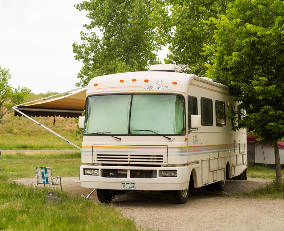 Denver, Colorado, USA - June 20, 2014. RV camping at Cherry Creek State Park in Denver, Colorado.